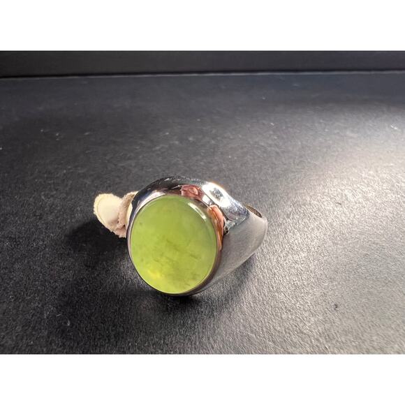 Vintage MCM Sterling Silver Nephrite Jade Ring – Size 10 - Picture 11 of 15